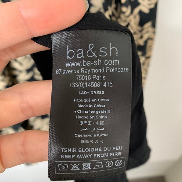 Ba&sh Tabby Wrap Dress Black & Beige Print Midi Length Womens Small - Picture 12 of 13